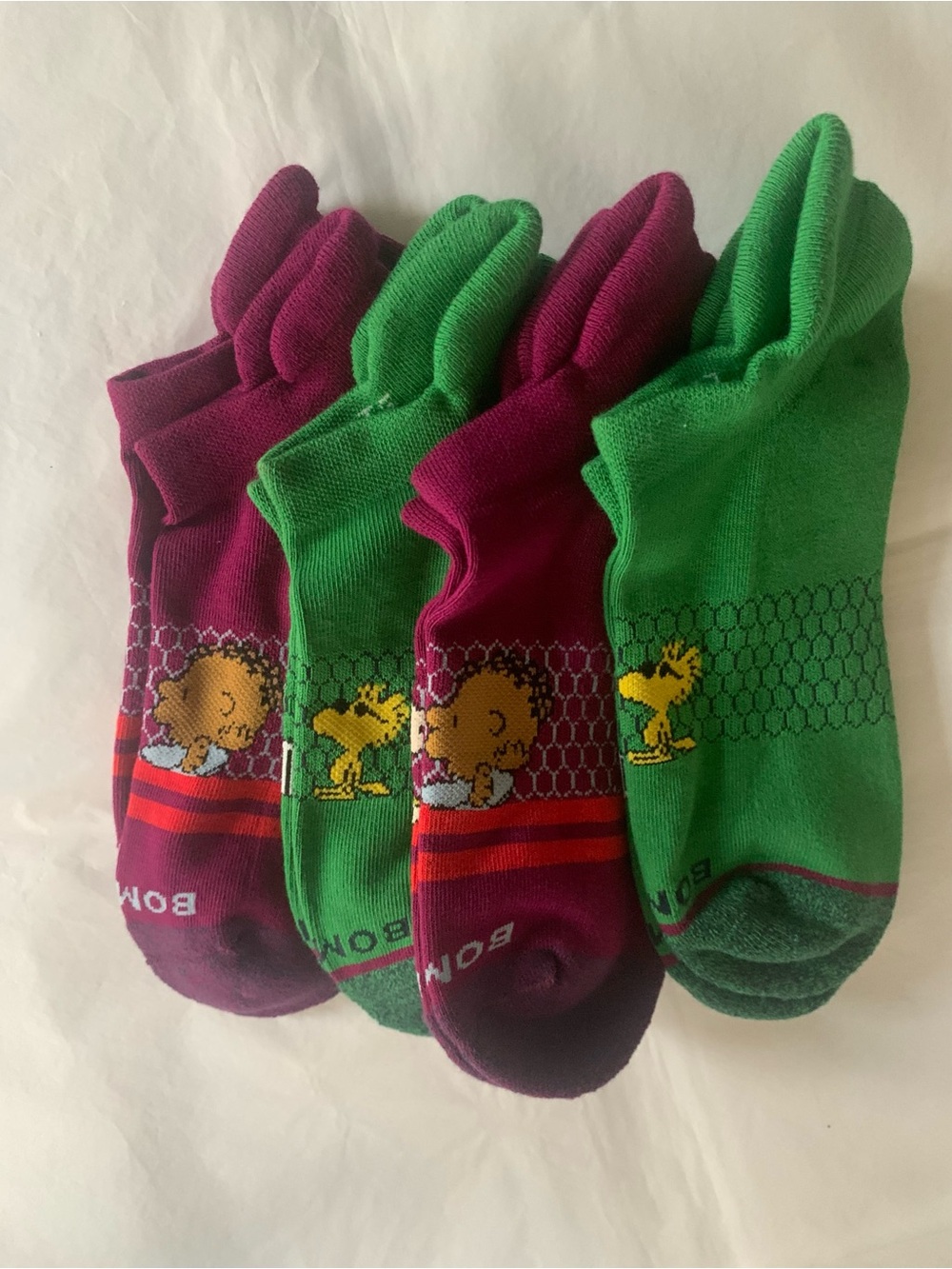 New in package Bombas x Peanuts Crew Socks in Green and Purple - Picture 4 of 4